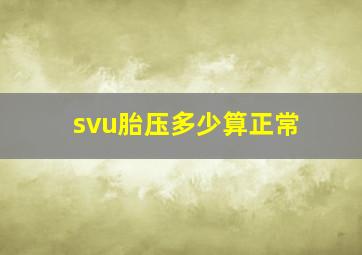 svu胎压多少算正常