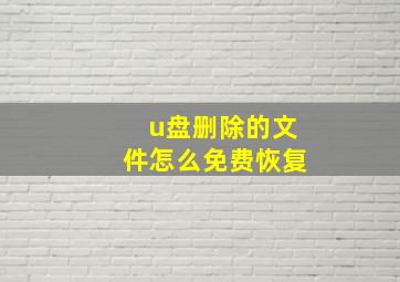 u盘删除的文件怎么免费恢复