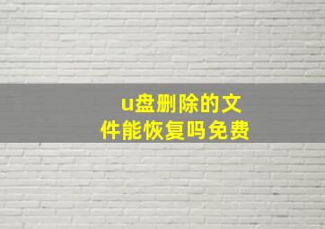 u盘删除的文件能恢复吗免费