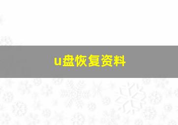 u盘恢复资料