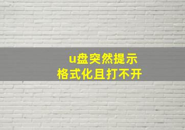 u盘突然提示格式化且打不开