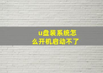 u盘装系统怎么开机启动不了