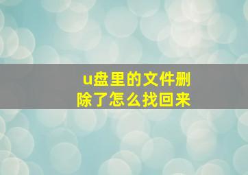 u盘里的文件删除了怎么找回来