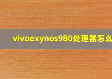 vivoexynos980处理器怎么样