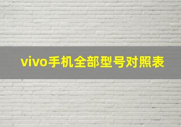 vivo手机全部型号对照表