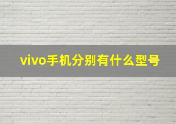 vivo手机分别有什么型号