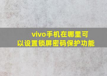 vivo手机在哪里可以设置锁屏密码保护功能