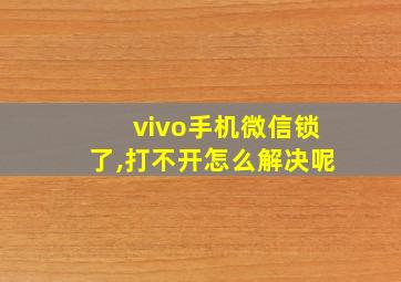 vivo手机微信锁了,打不开怎么解决呢