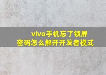 vivo手机忘了锁屏密码怎么解开开发者模式