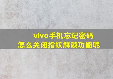 vivo手机忘记密码怎么关闭指纹解锁功能呢