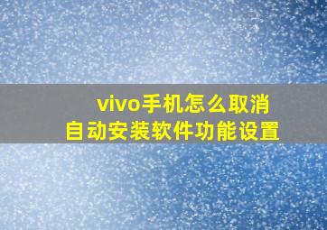 vivo手机怎么取消自动安装软件功能设置