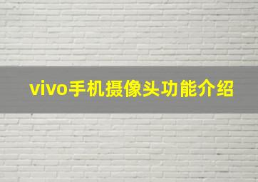 vivo手机摄像头功能介绍