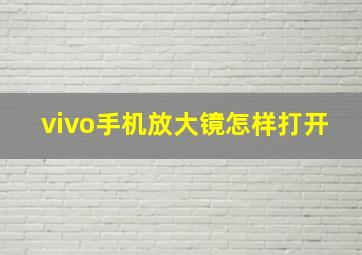 vivo手机放大镜怎样打开