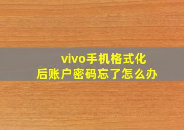 vivo手机格式化后账户密码忘了怎么办