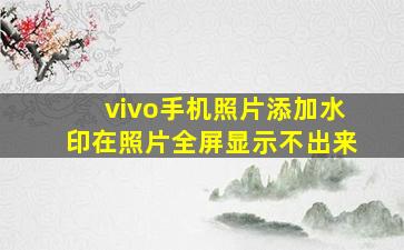 vivo手机照片添加水印在照片全屏显示不出来