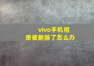 vivo手机相册被删除了怎么办