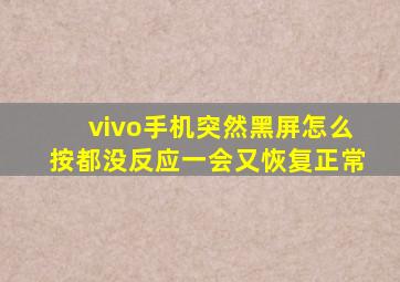 vivo手机突然黑屏怎么按都没反应一会又恢复正常