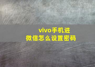 vivo手机进微信怎么设置密码