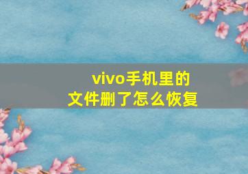 vivo手机里的文件删了怎么恢复