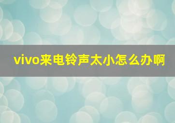 vivo来电铃声太小怎么办啊