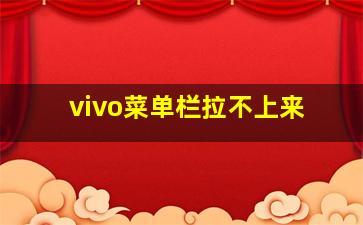 vivo菜单栏拉不上来