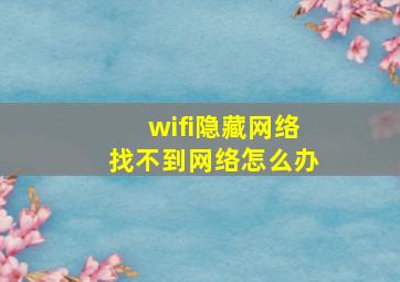 wifi隐藏网络找不到网络怎么办