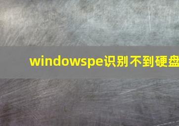 windowspe识别不到硬盘