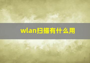 wlan扫描有什么用