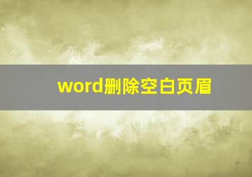 word删除空白页眉