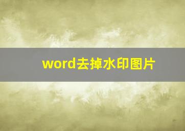 word去掉水印图片