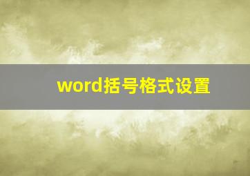 word括号格式设置