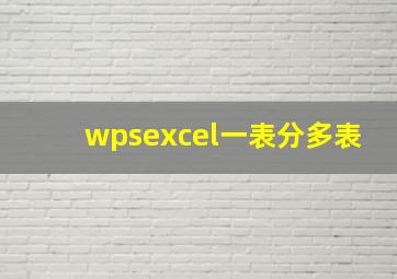 wpsexcel一表分多表