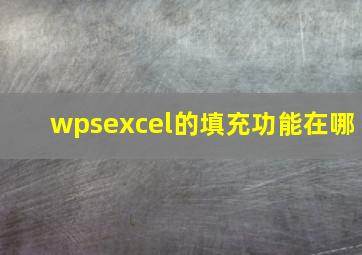 wpsexcel的填充功能在哪