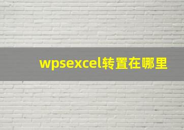 wpsexcel转置在哪里