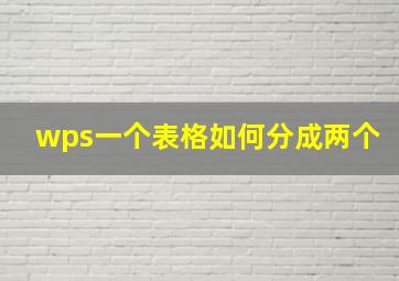 wps一个表格如何分成两个