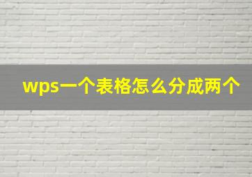 wps一个表格怎么分成两个