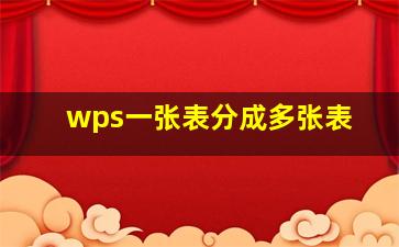 wps一张表分成多张表