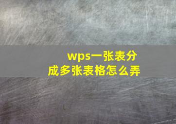 wps一张表分成多张表格怎么弄