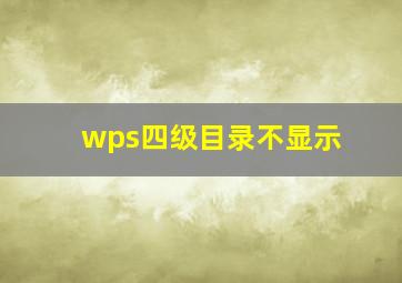 wps四级目录不显示