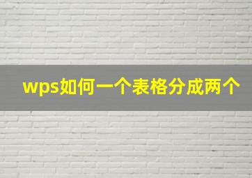 wps如何一个表格分成两个