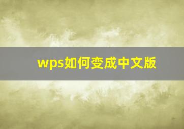 wps如何变成中文版