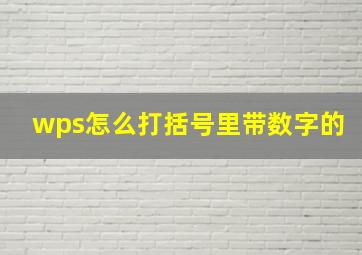 wps怎么打括号里带数字的