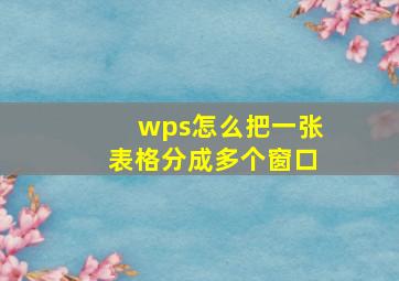 wps怎么把一张表格分成多个窗口