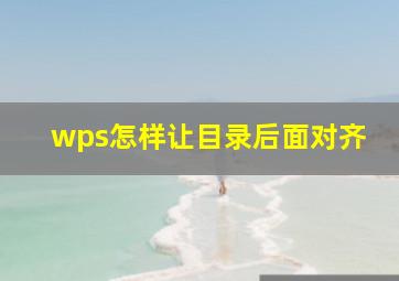 wps怎样让目录后面对齐