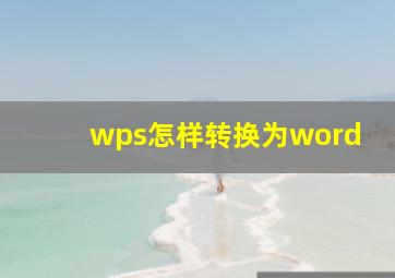 wps怎样转换为word