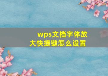 wps文档字体放大快捷键怎么设置