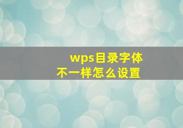 wps目录字体不一样怎么设置