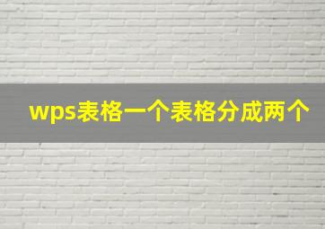 wps表格一个表格分成两个