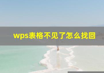 wps表格不见了怎么找回