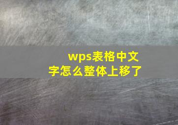 wps表格中文字怎么整体上移了